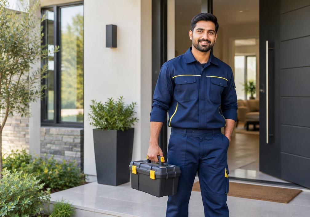 Handyman arriving with a toolbox